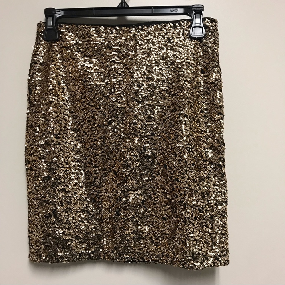 Gold sequin mini skirt